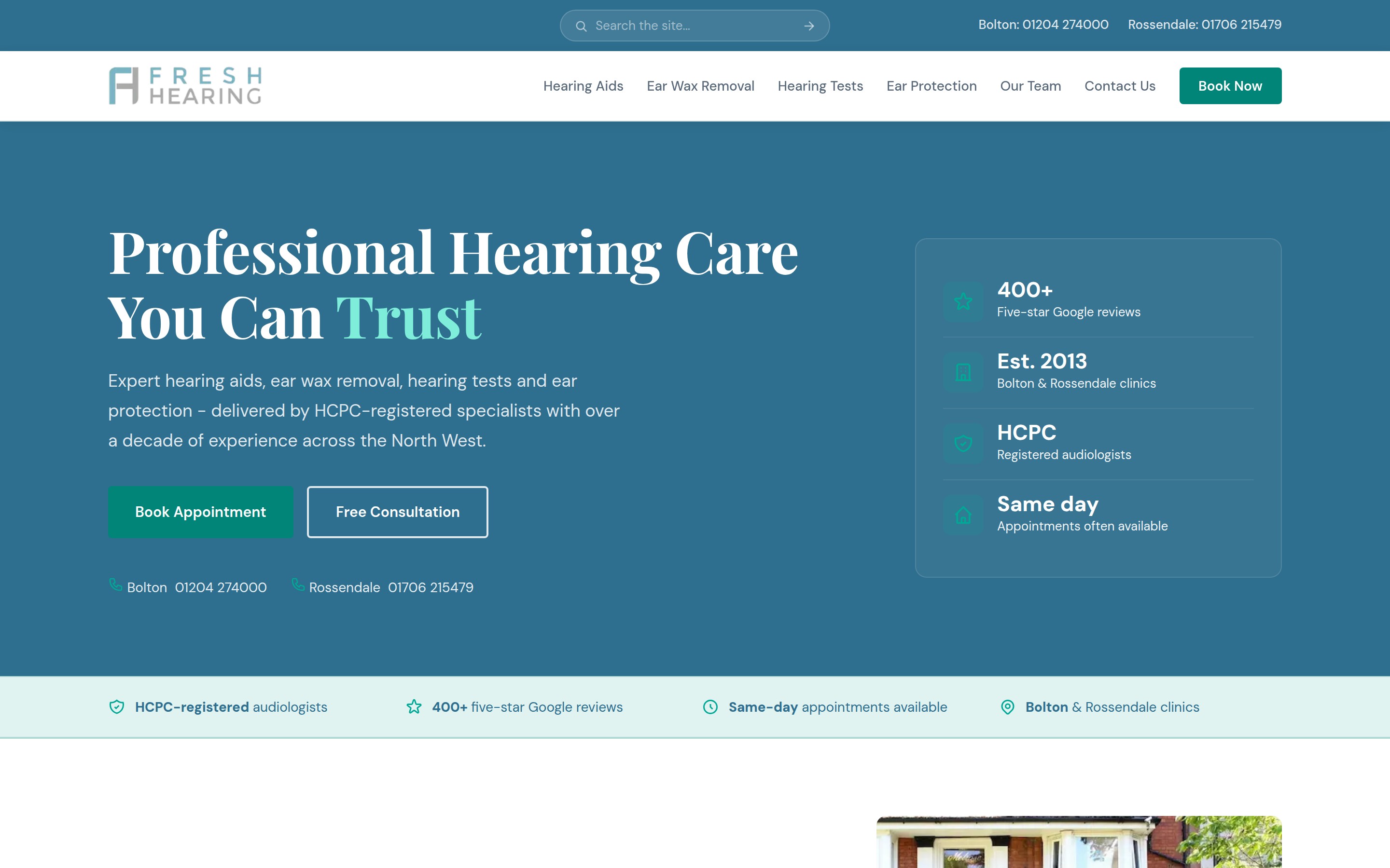 Fresh Hearing website desktop view