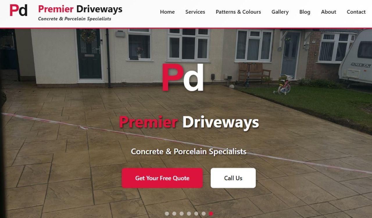 Premier Driveways desktop view